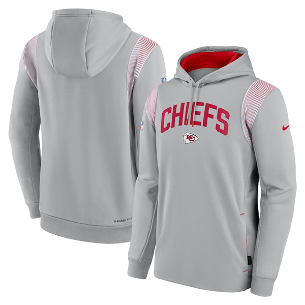 Men's Kansas City Chiefs Gray Sideline Stack Performance Pullover Hoodie